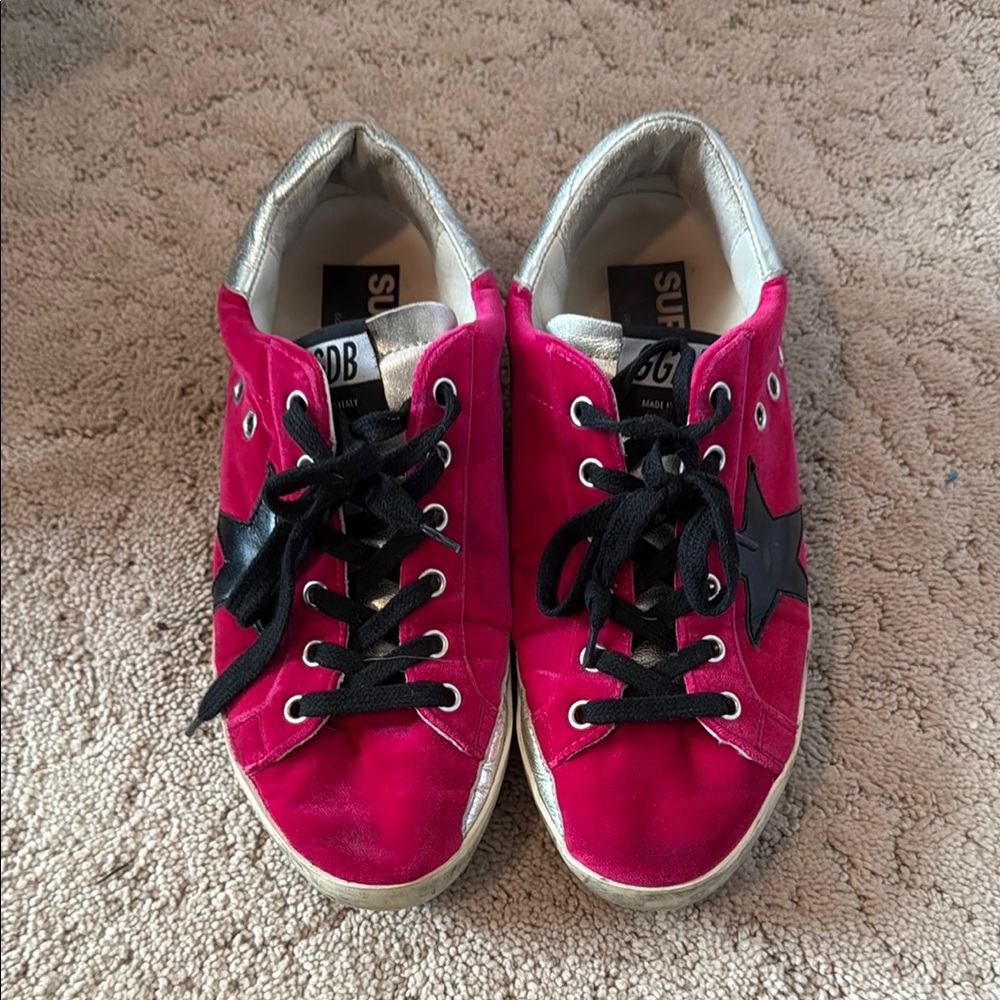 Golden Goose Pink and Black Sneakers